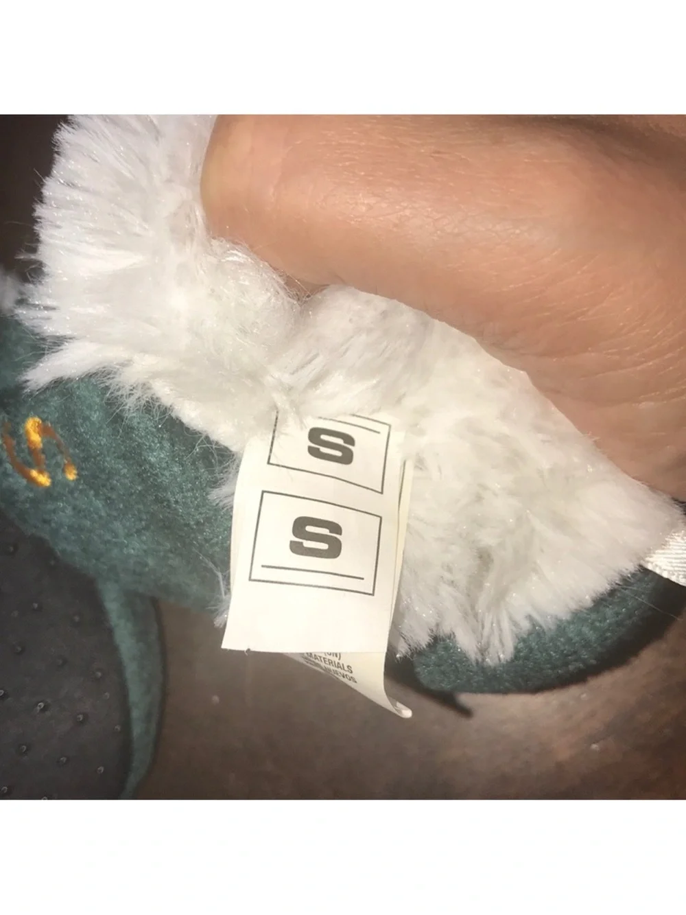 Forever collectibles small Green Baby furry Booties with Yellow A's Logo